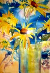 Daisies in a Silver Bucket, by Jane Brennan 