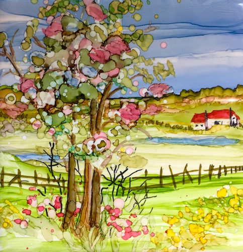 Hand Painted Ceramic Tile, by Jane Brennan, classes offered