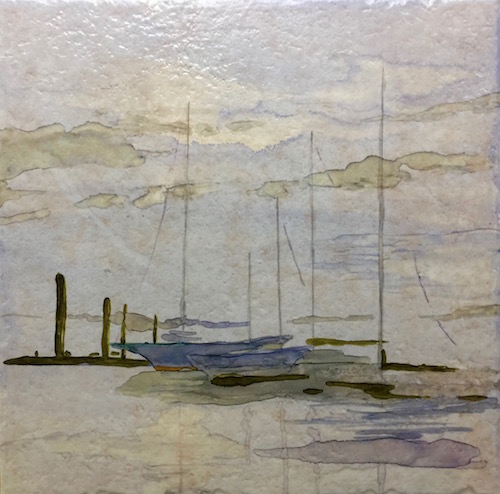 Hand Painted Ceramic Tile,by Jane Brennan