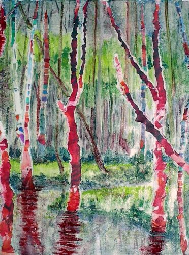 Triptych Blazing Bayou #2, by Jane Brennan